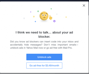 Read more about the article Advertising forces Yahoo Mail – Adblocker user’s inbox locked
