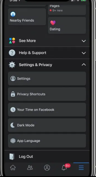 You are currently viewing Dark mode on Facebook mobile app (experimental)